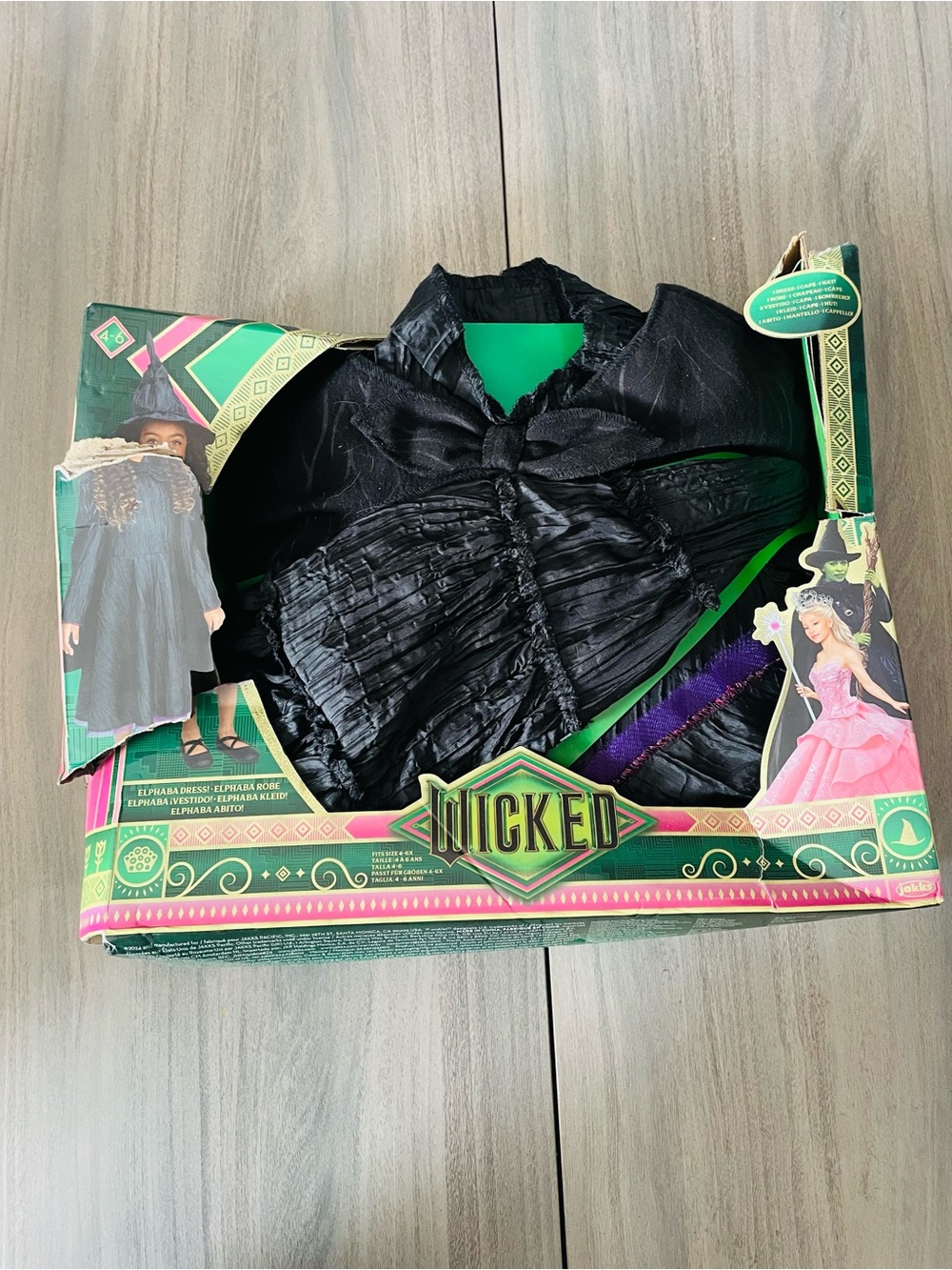 NIB Wicked Movie Deluxe Elphaba Costume Dress Up Set Size 4-6X Kids